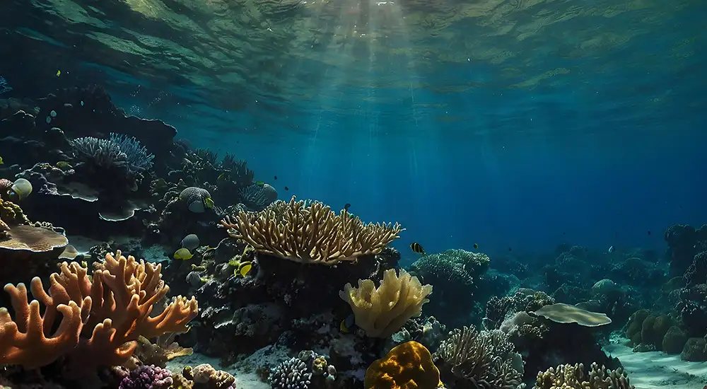 Arrecife coralino en océano